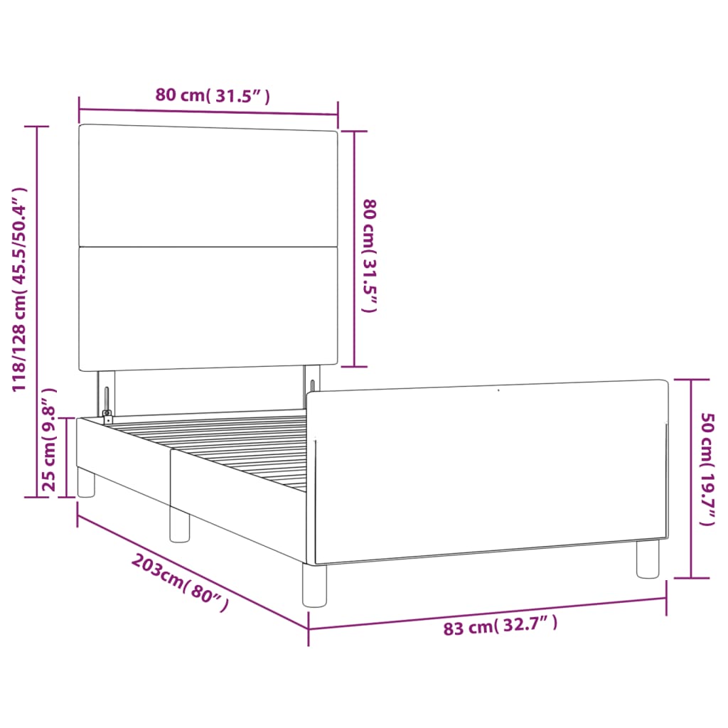 Okvir za krevet bez madraca tamnosmeđi 80x200 cm od tkanine