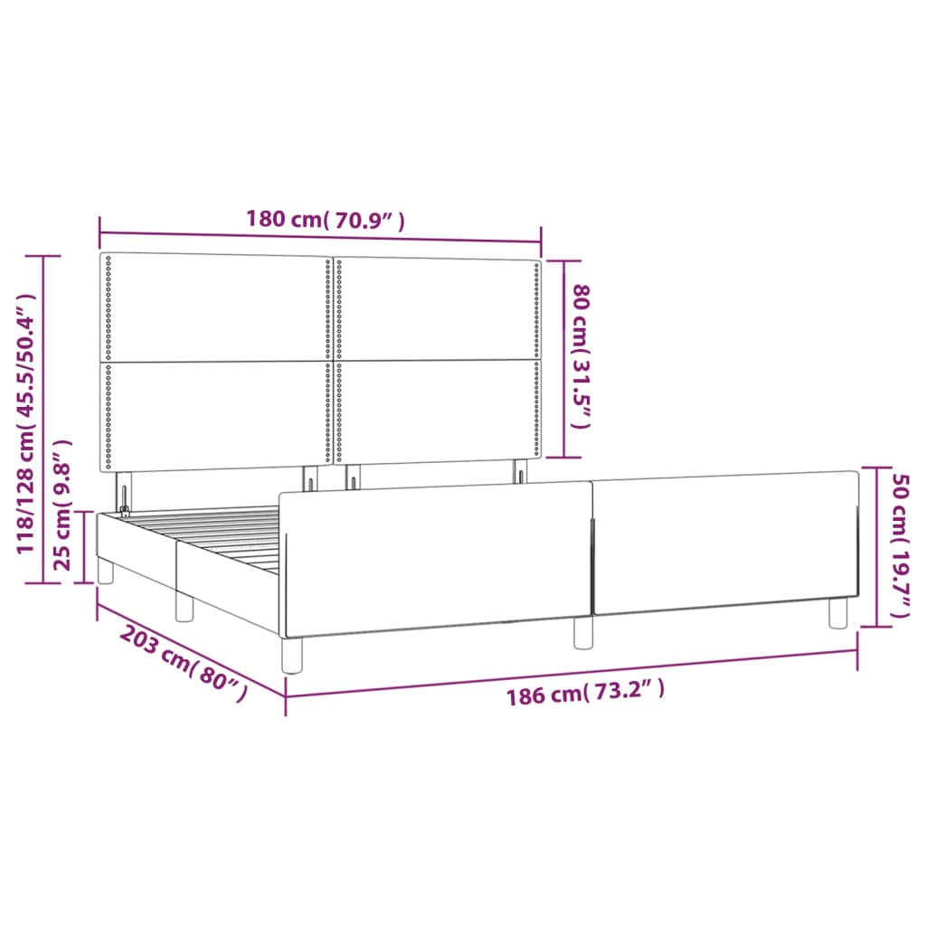 Okvir za krevet bez madraca smeđesivi 180x200 cm od tkanine