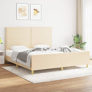 Okvir za krevet bez madraca krem 180 x 200 cm od tkanine