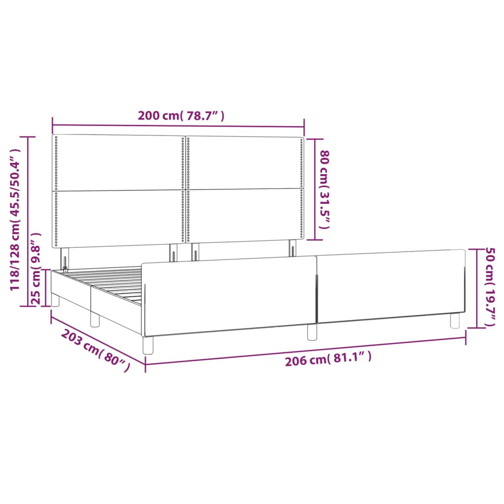 Okvir za krevet bez madraca tamnosmeđi 200x200 cm od tkanine