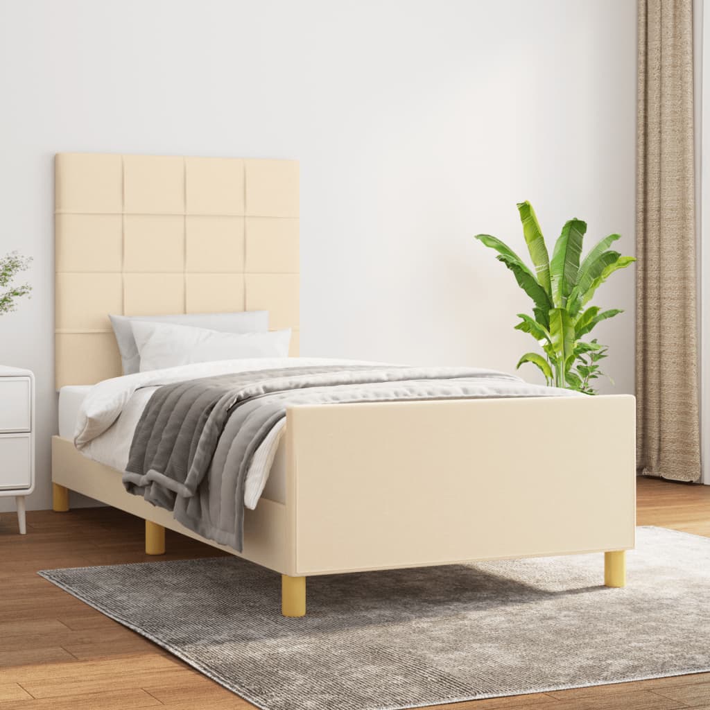 Okvir za krevet bez madraca krem 90x190cm od tkanine