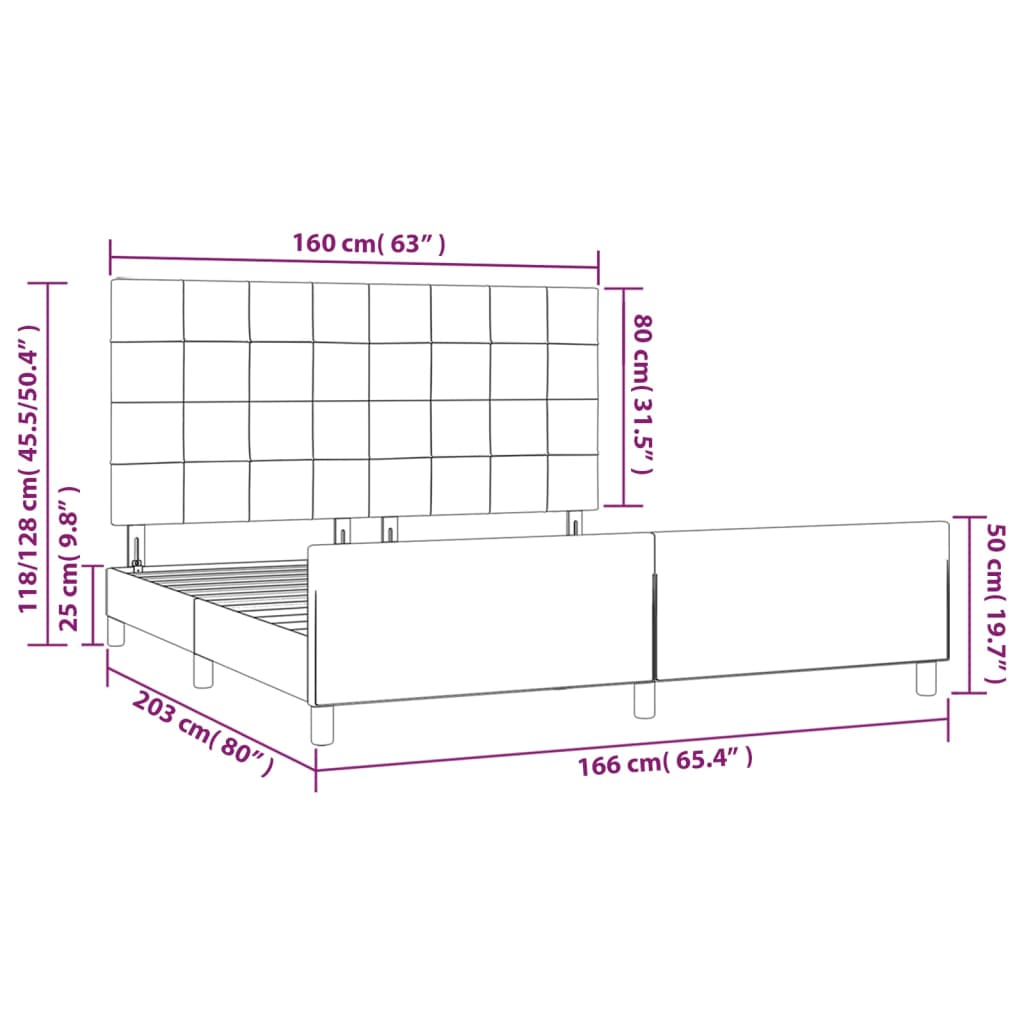 Okvir za krevet bez madraca krem 160x200 cm od tkanine
