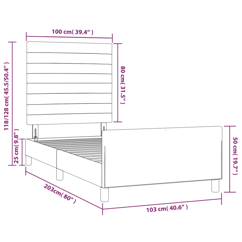 Okvir kreveta bez madraca svjetlosivi 100x200 cm od tkanine