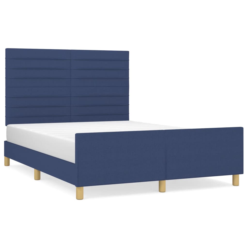 Okvir za krevet bez madraca plavi 140 x 190 cm od tkanine