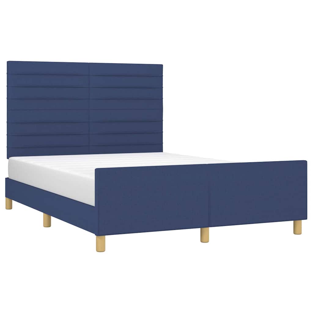 Okvir za krevet bez madraca plavi 140 x 190 cm od tkanine