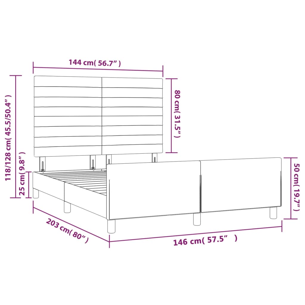 Okvir za krevet bez madraca svjetlosivi 140x200 cm od tkanine