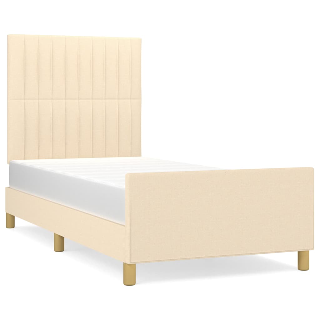 Okvir za krevet bez madraca krem 100 x 200 cm od tkanine