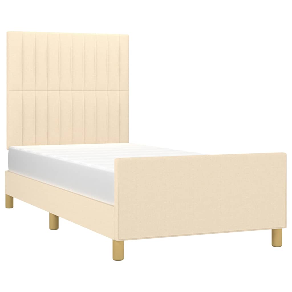 Okvir za krevet bez madraca krem 100 x 200 cm od tkanine
