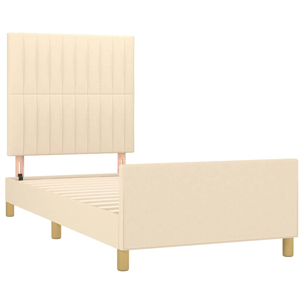 Okvir za krevet bez madraca krem 100 x 200 cm od tkanine