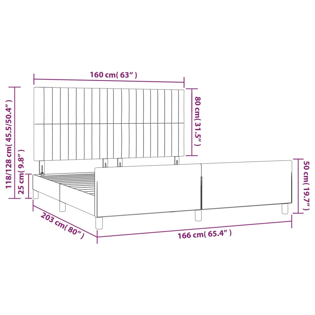 Okvir za krevet bez madraca svjetlosivi 160 x 200 cm od tkanine