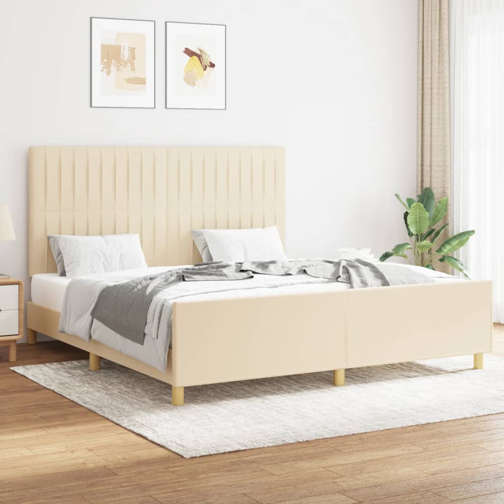 Okvir za krevet bez madraca krem 160x200 cm od tkanine
