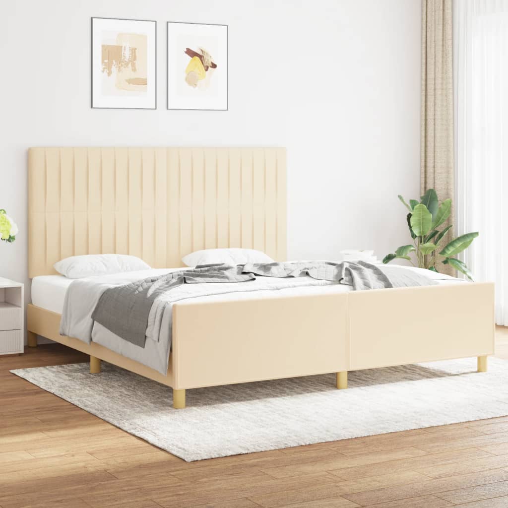 Okvir za krevet bez madraca krem 180 x 200 cm od tkanine