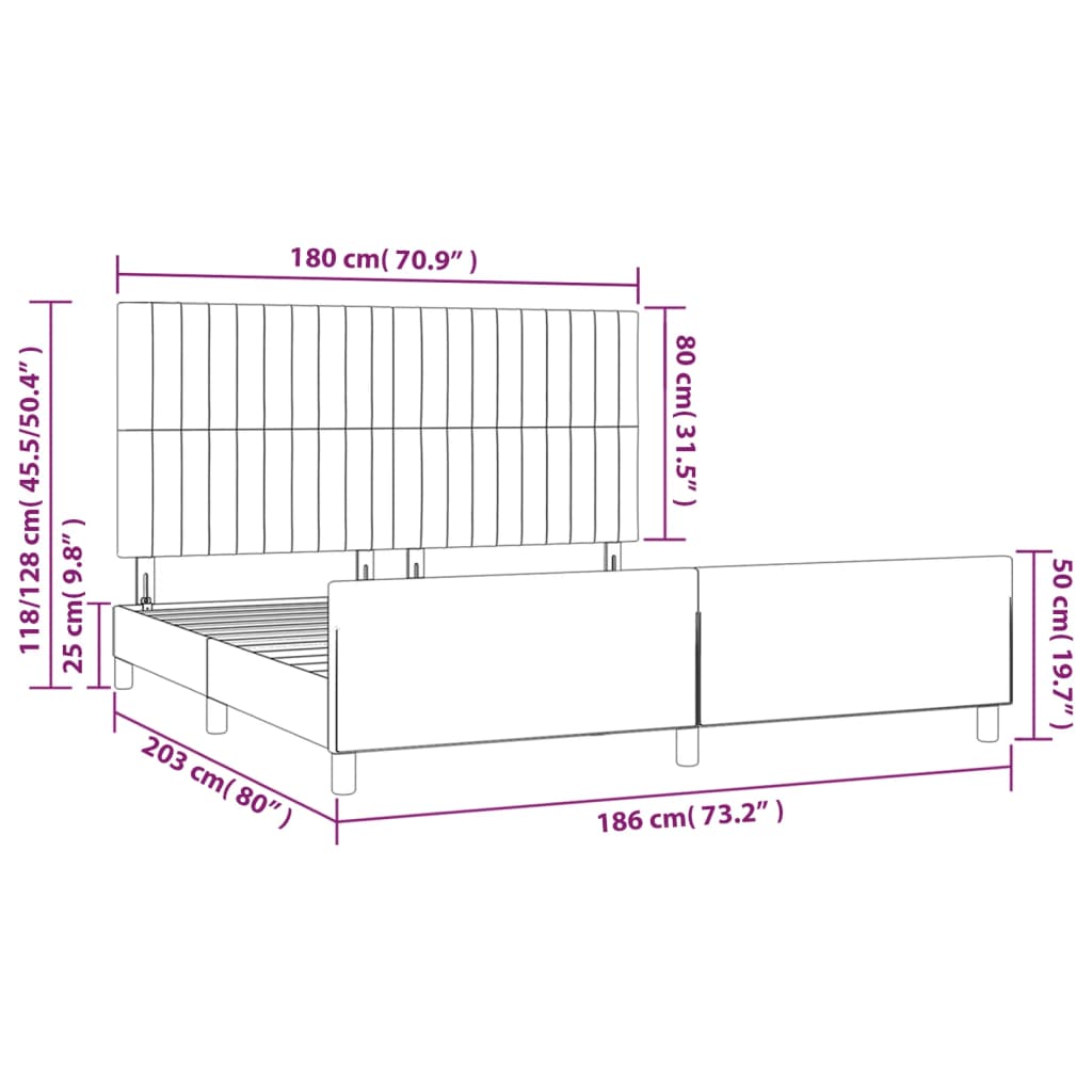 Okvir za krevet bez madraca plavi 180x200 cm od tkanine