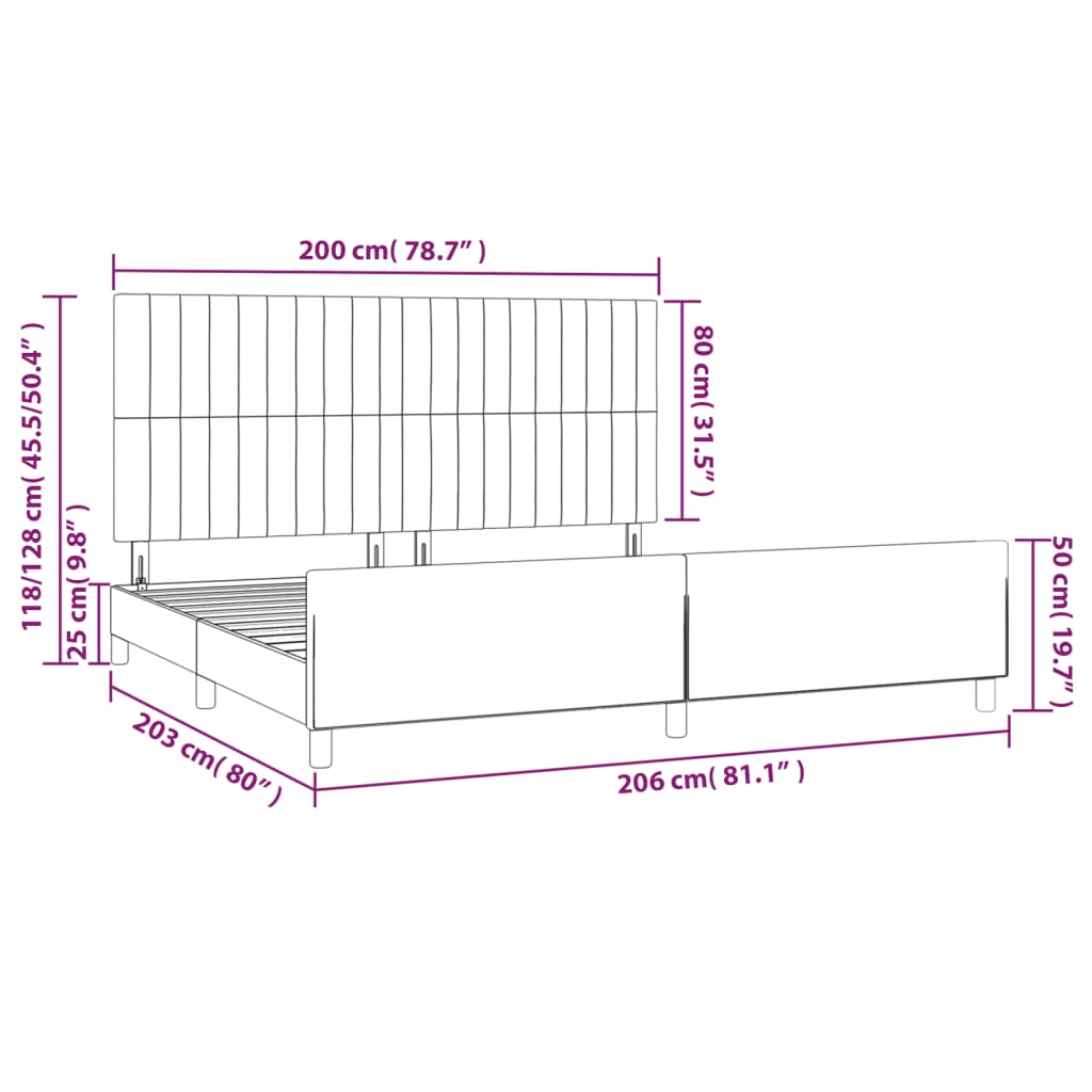 Okvir za krevet bez madraca svjetlosivi 200 x 200 cm od tkanine