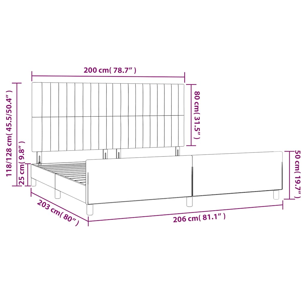 Okvir za krevet bez madraca crni 200x200 cm od tkanine