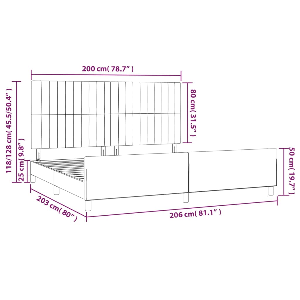 Okvir za krevet bez madraca smeđesivi 200x200 cm od tkanine