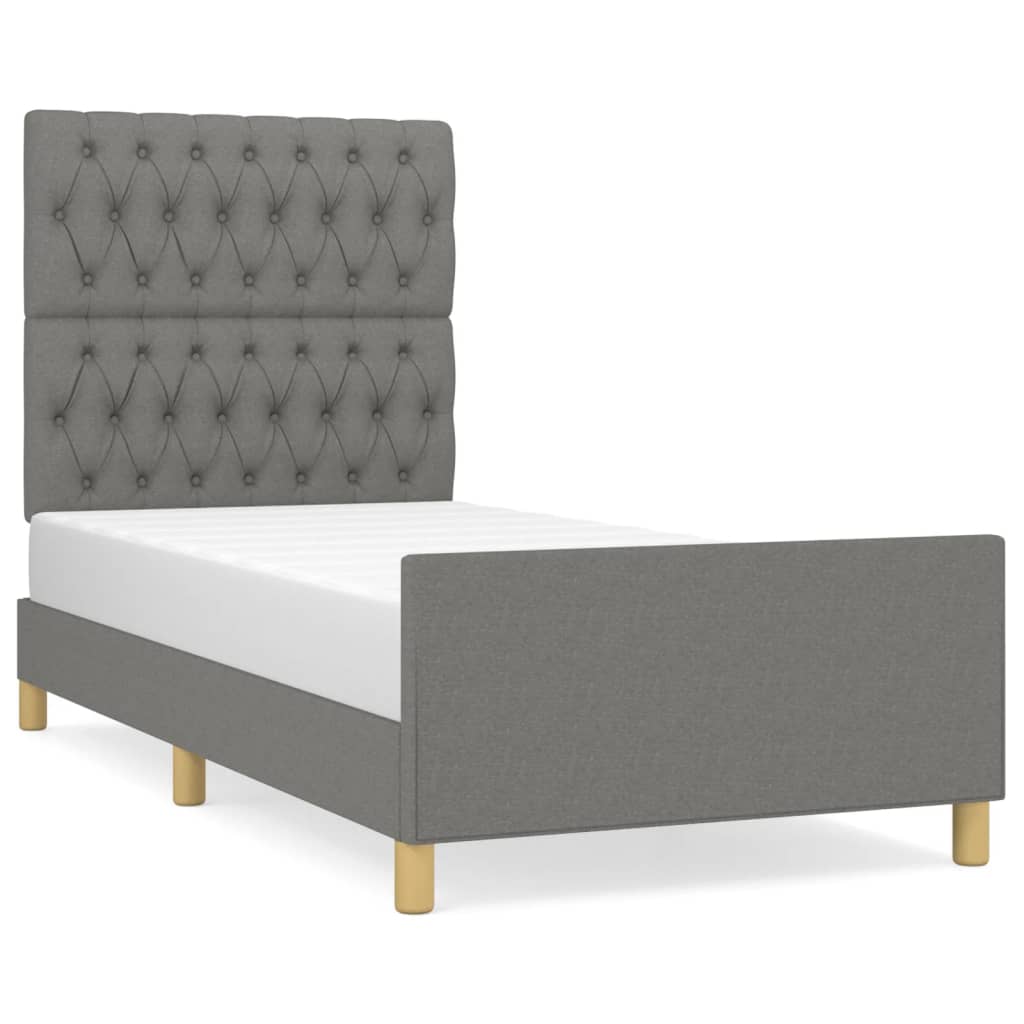 Okvir za krevet bez madraca tamnosivi 90x190 cm od tkanine
