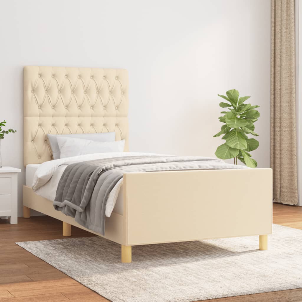 Okvir za krevet bez madraca krem 90x190cm od tkanine