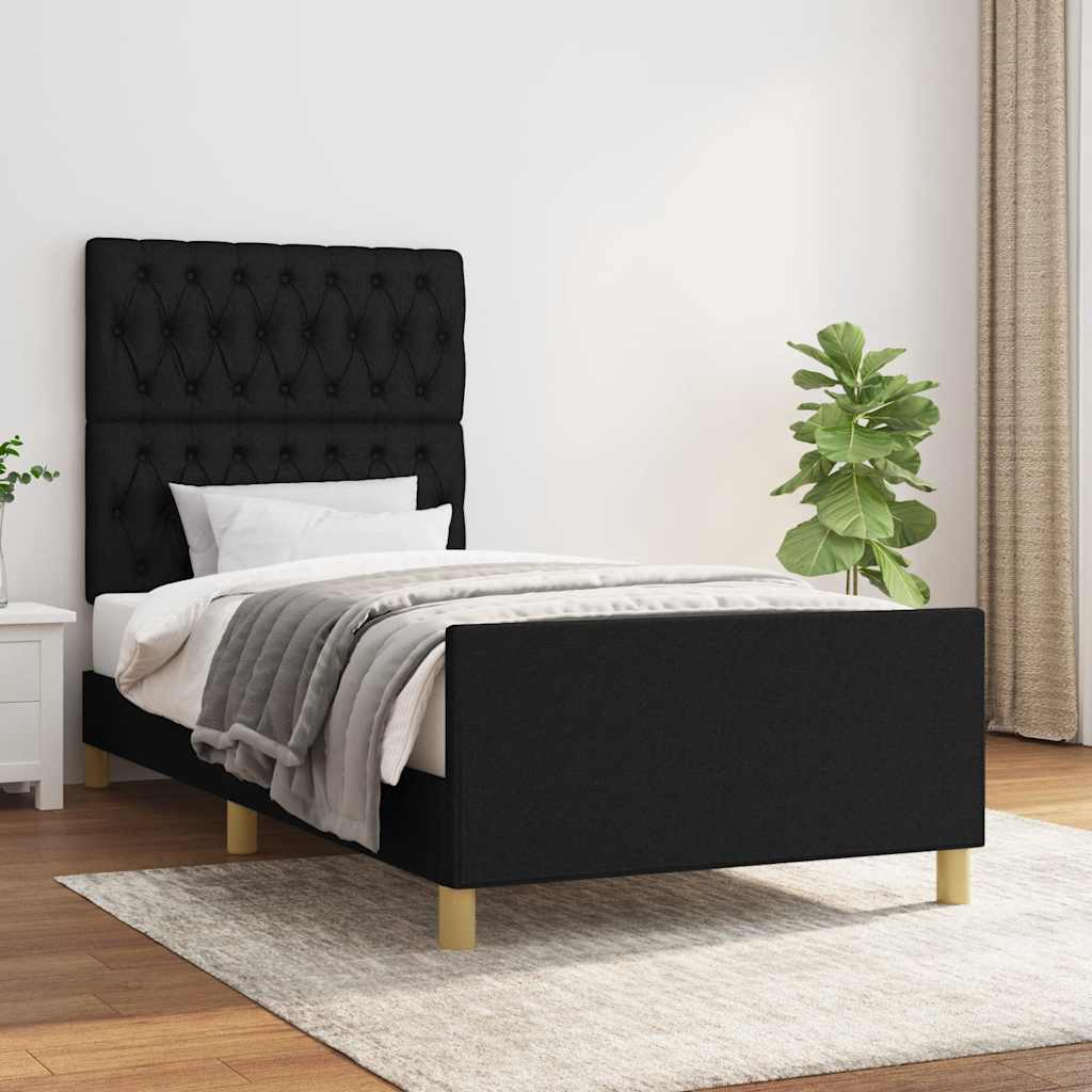 Okvir za krevet bez madraca crni 90x200cm od tkanine