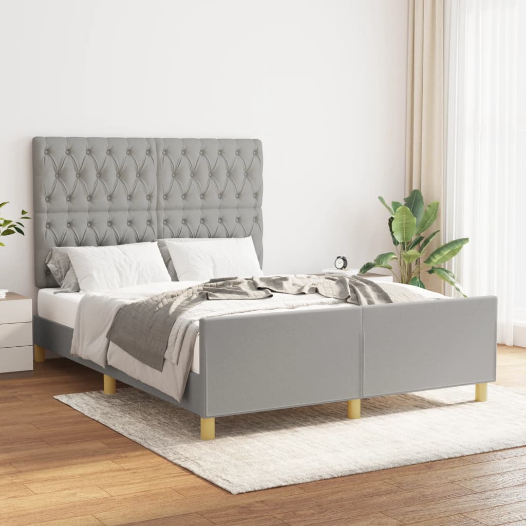 Okvir za krevet bez madraca svjetlosivi 140 x 190 cm od tkanine