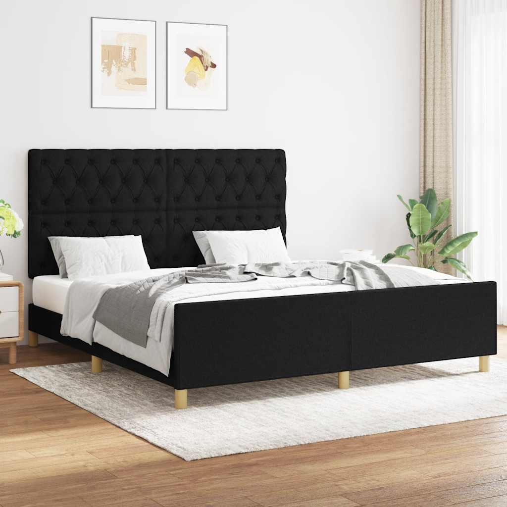 Okvir za krevet bez madraca crni 160x200 cm od tkanine