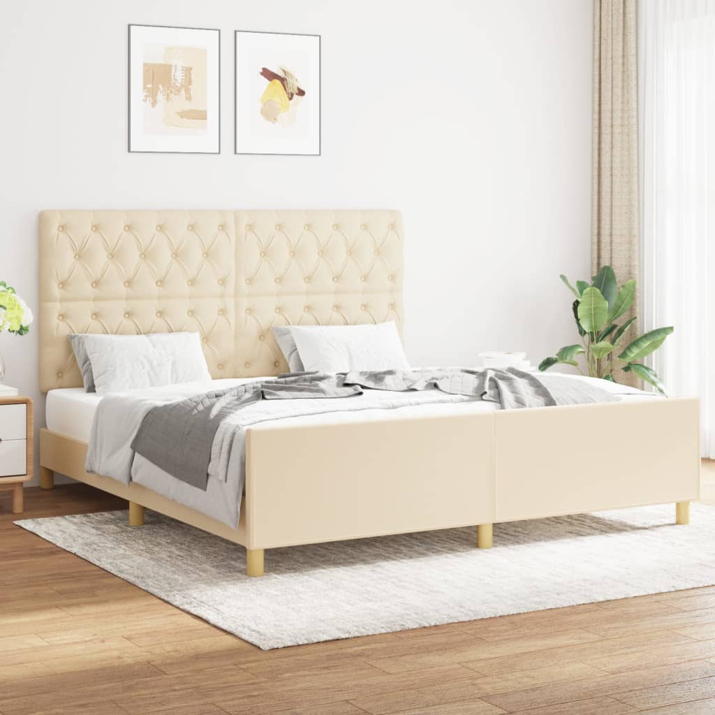 Okvir za krevet bez madraca krem 160x200 cm od tkanine