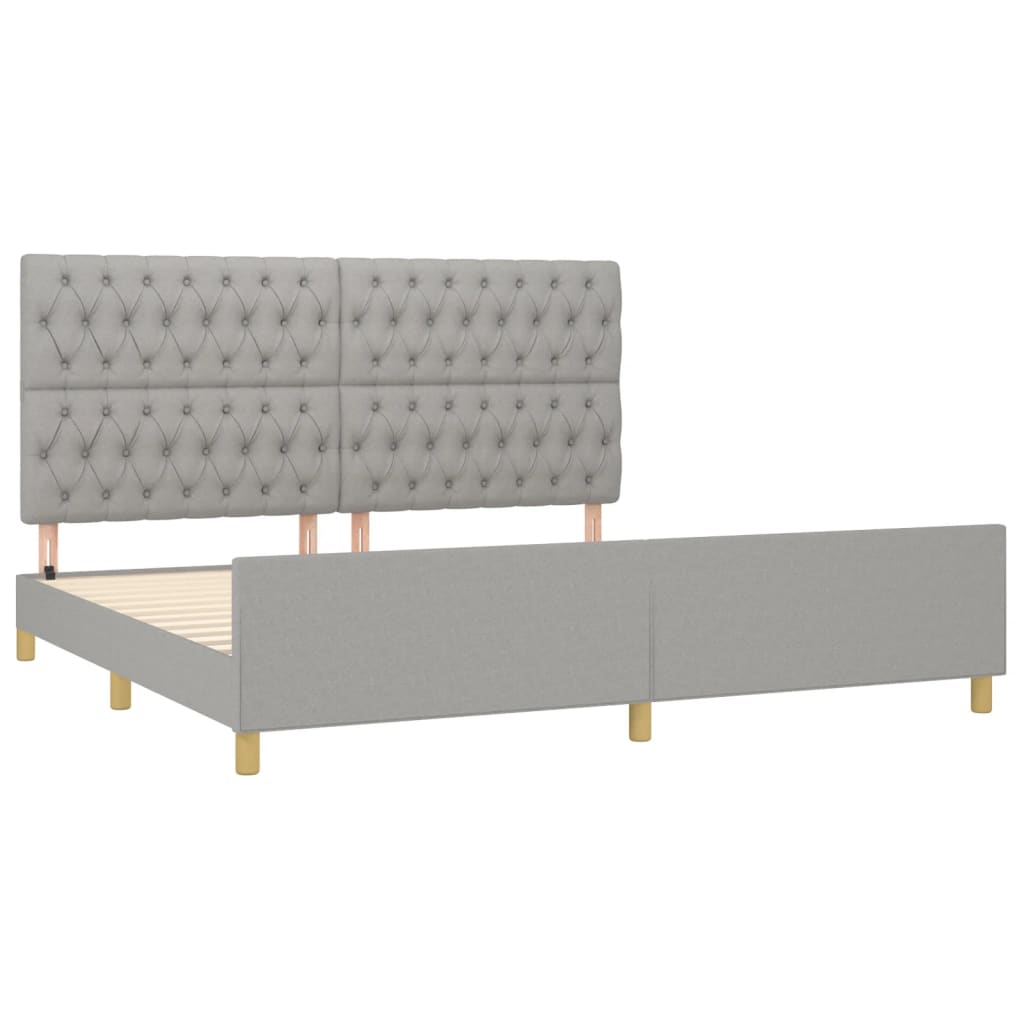 Okvir za krevet s uzglavljem svjetlosivi 200x200 cm od tkanine
