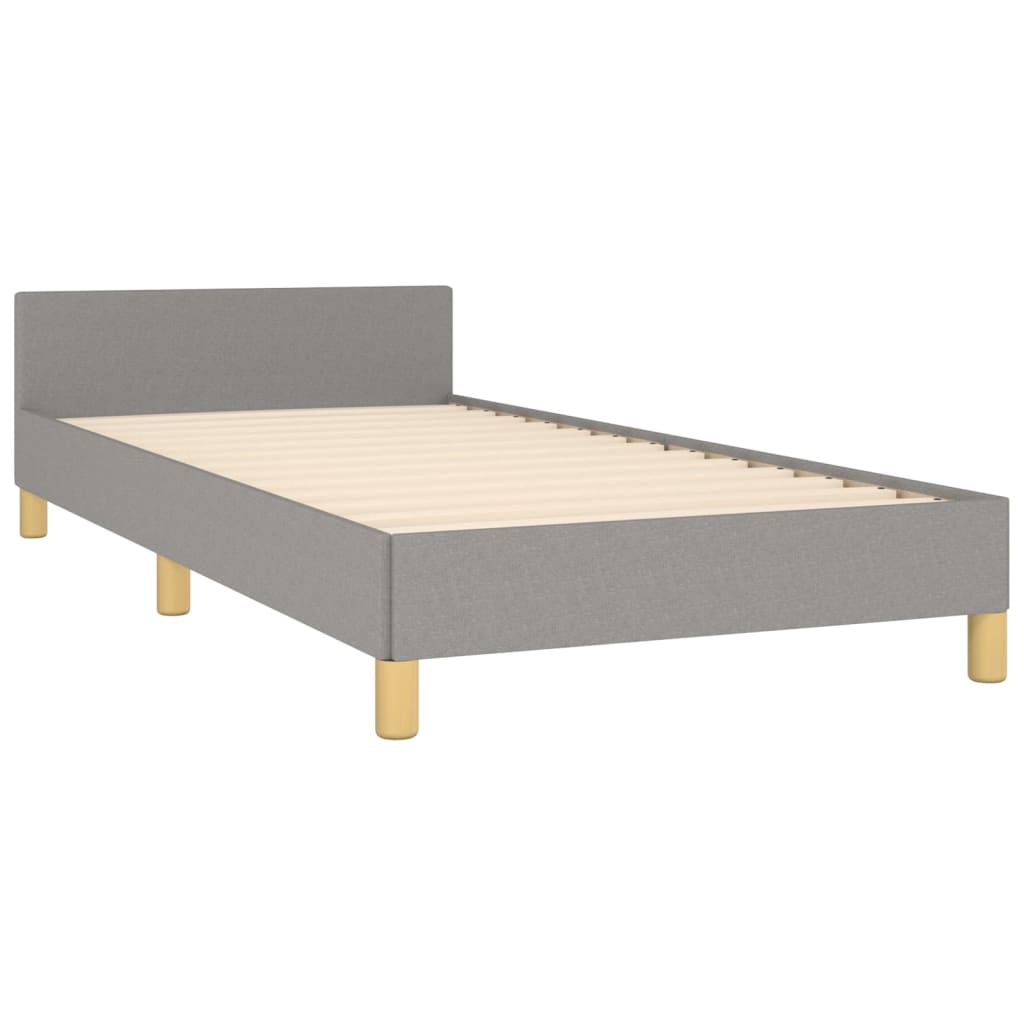 Okvir za krevet s uzglavljem svjetlosivi 90x200 cm od tkanine