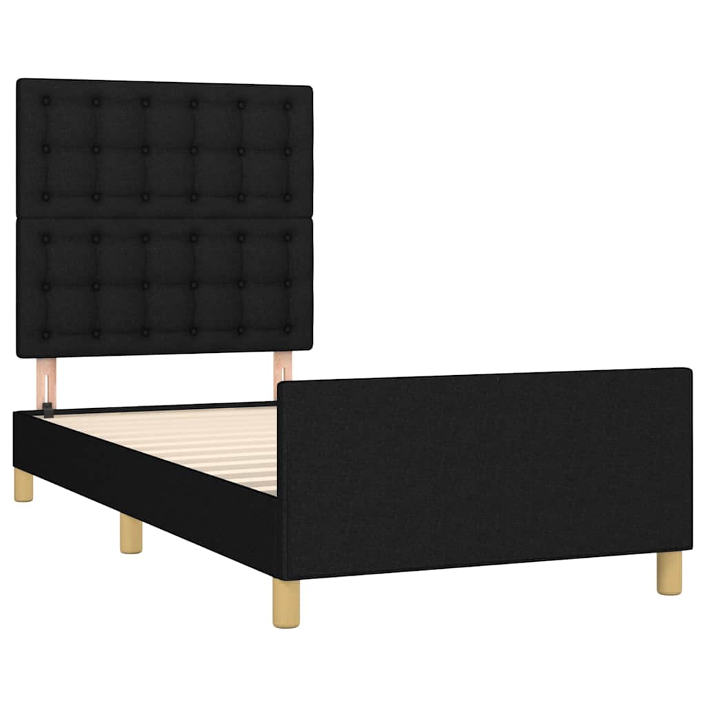 Okvir za krevet s uzglavljem crni 90x200 cm od tkanine