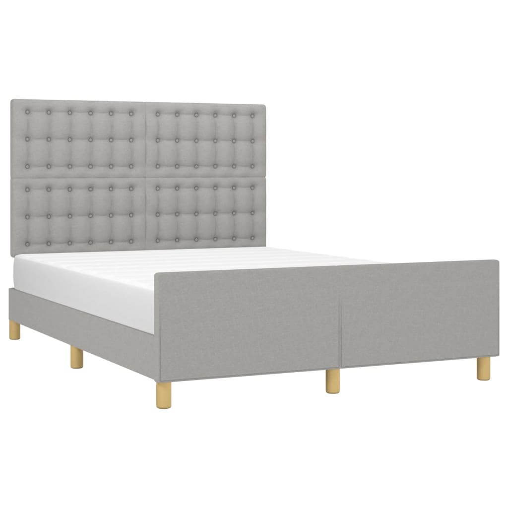 Okvir za krevet bez madraca svjetlosivi 140 x 190 cm od tkanine