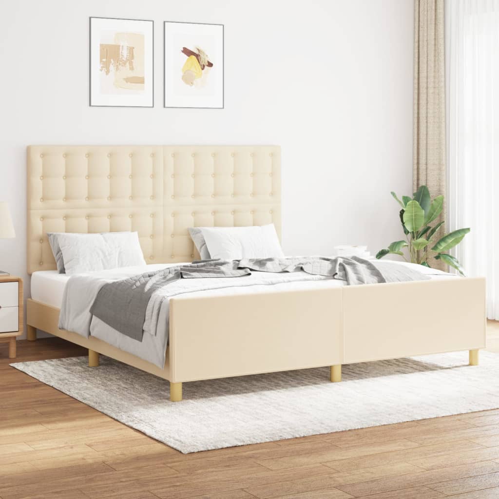 Okvir za krevet bez madraca krem 160x200 cm od tkanine