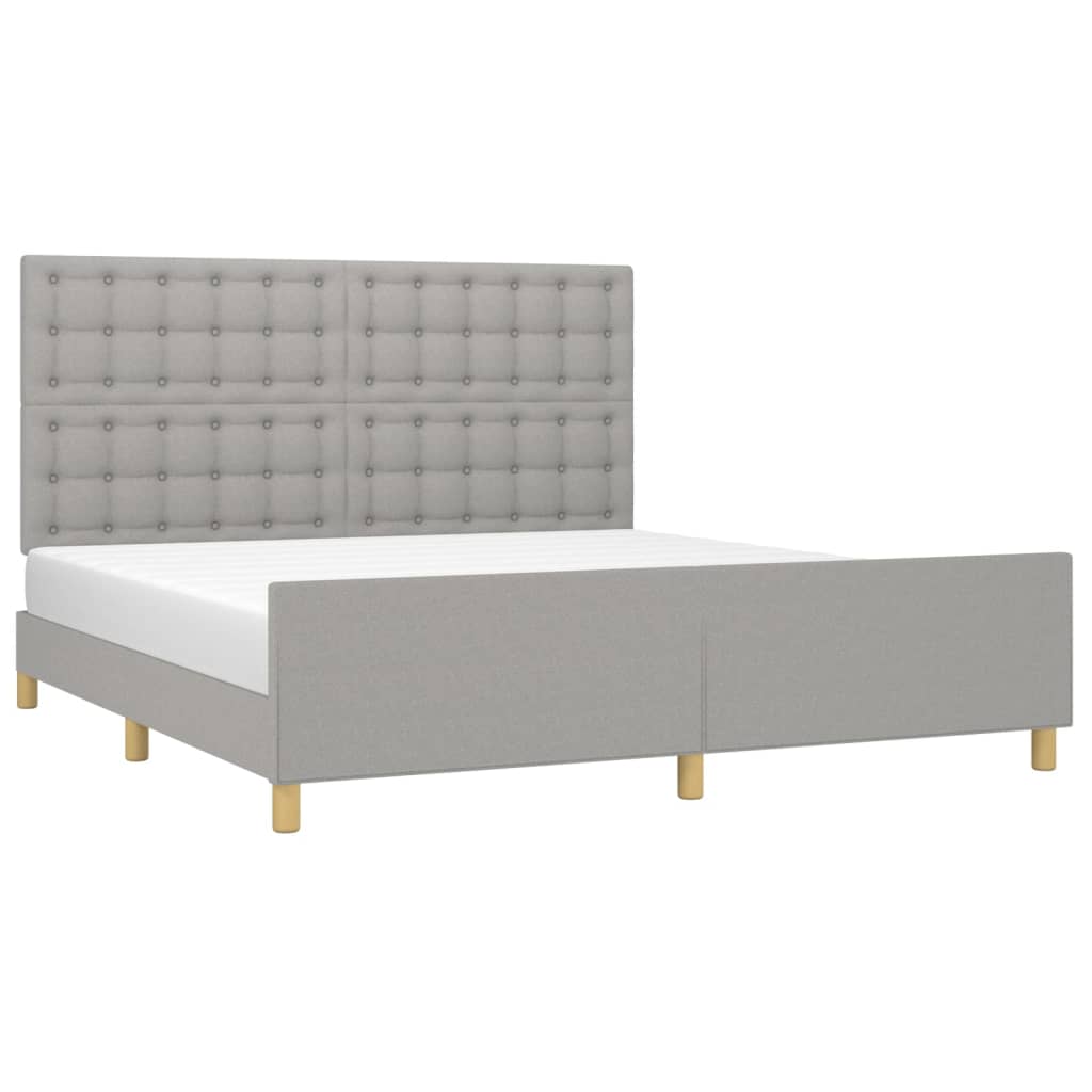 Okvir za krevet s uzglavljem svjetlosivi 180x200 cm od tkanine