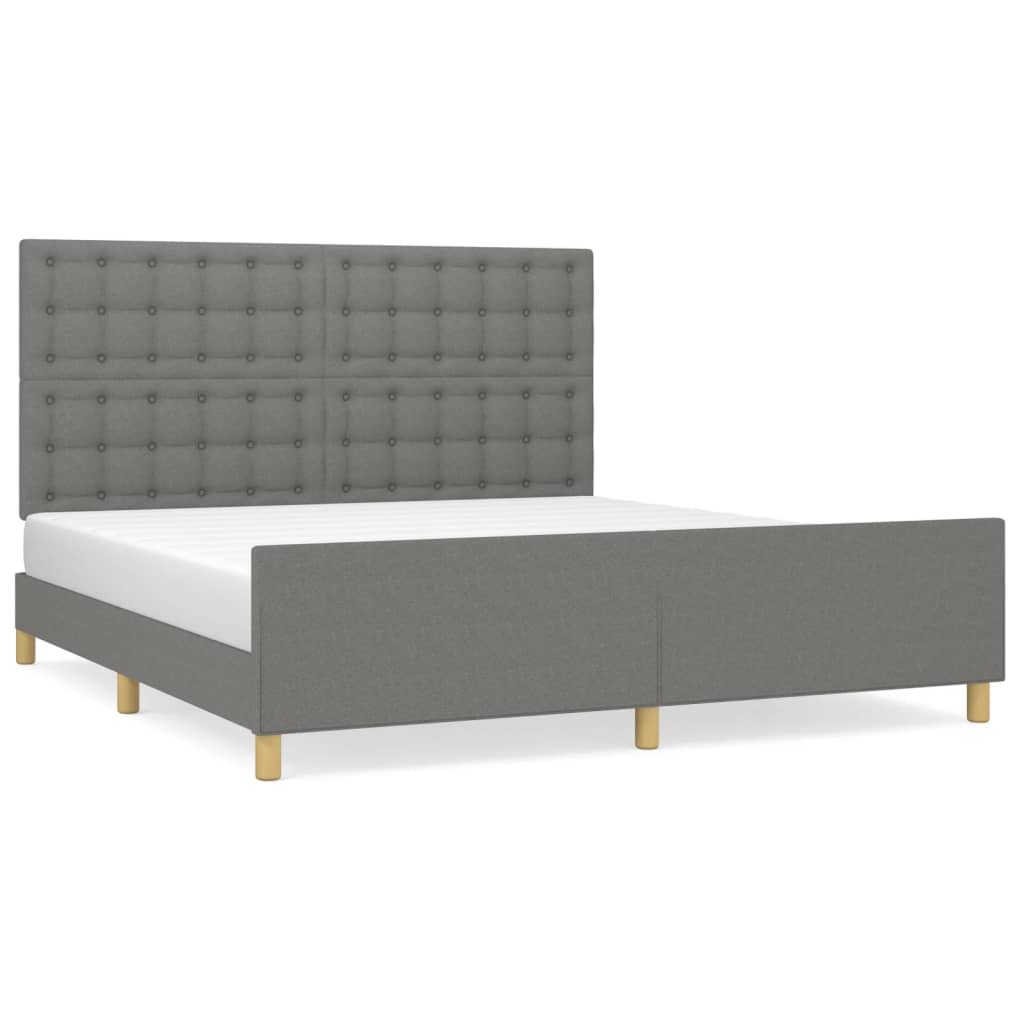 Okvir za krevet s uzglavljem tamnosivi 180 x 200 cm od tkanine