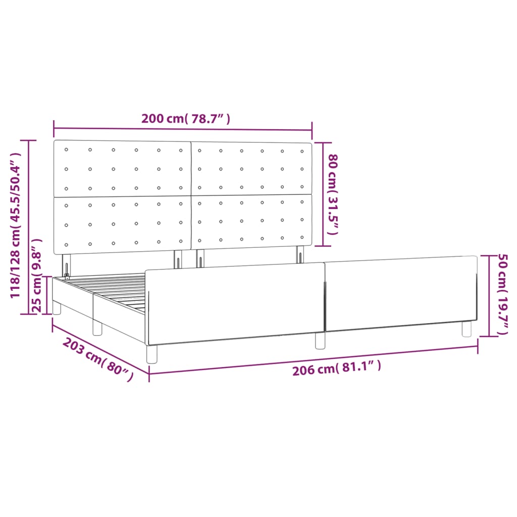 Okvir za krevet bez madraca krem 200x200 cm od tkanine
