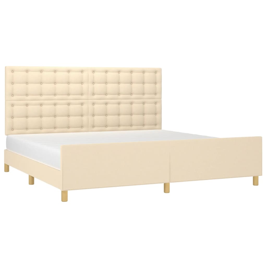 Okvir za krevet bez madraca krem 200x200 cm od tkanine