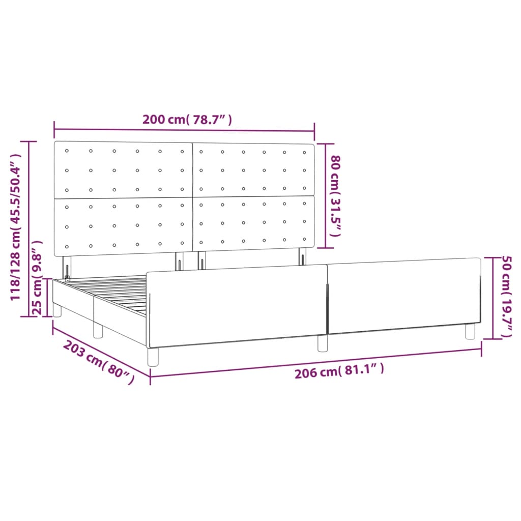 Okvir za krevet bez madraca plavi 200x200 cm od tkanine