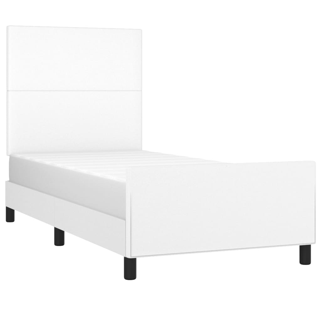 Okvir za krevet s uzglavljem bijeli 90x190 cm od umjetne kože