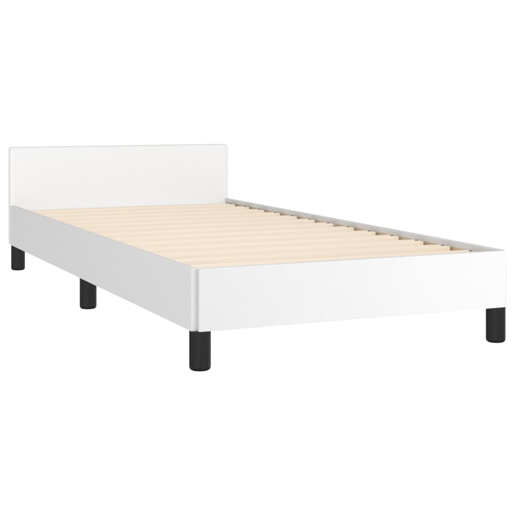 Okvir za krevet s uzglavljem bijela 90x200 cm od umjetne kože