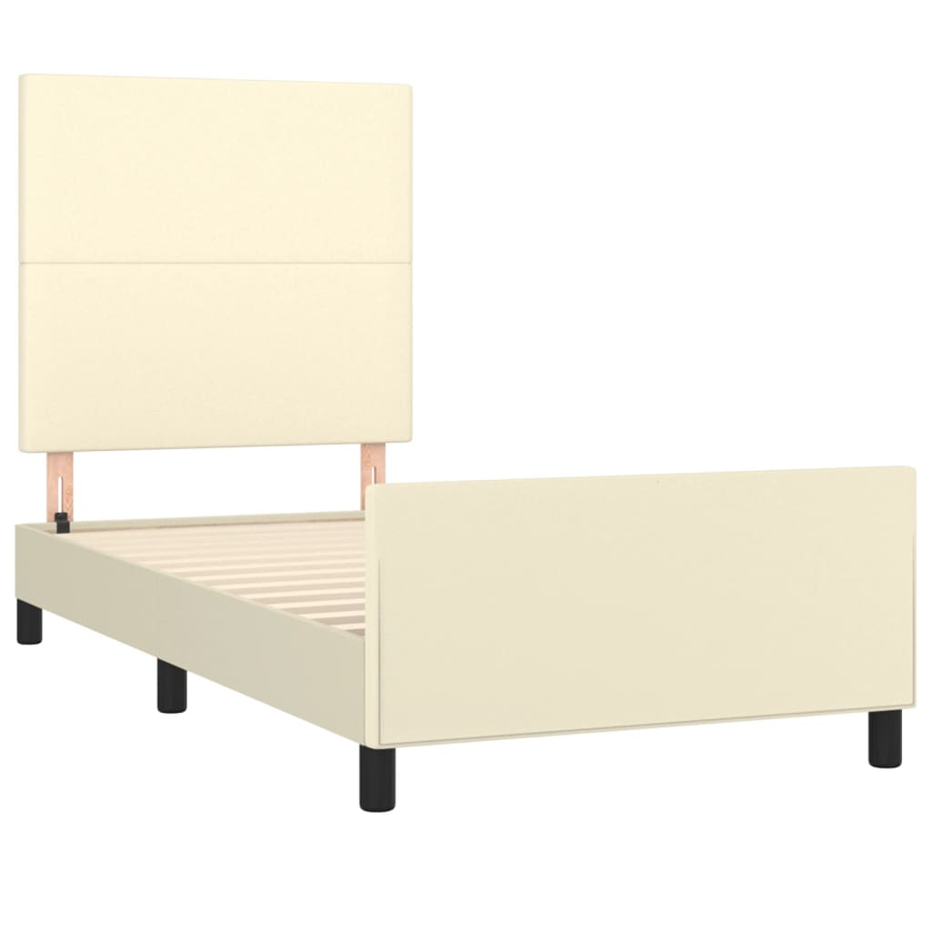 Okvir za krevet s uzglavljem krem 90x200 cm od umjetne kože