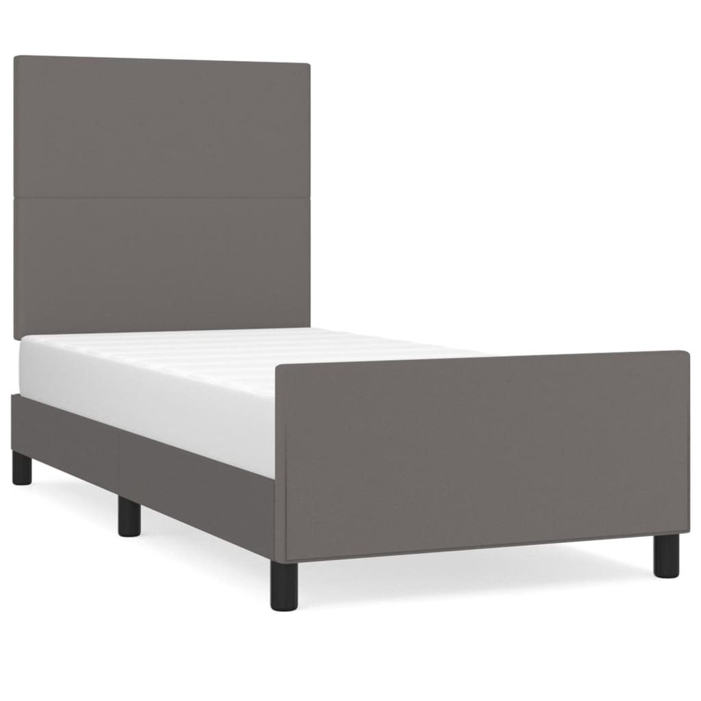 Okvir za krevet s uzglavljem sivi 90x200 cm od umjetne kože