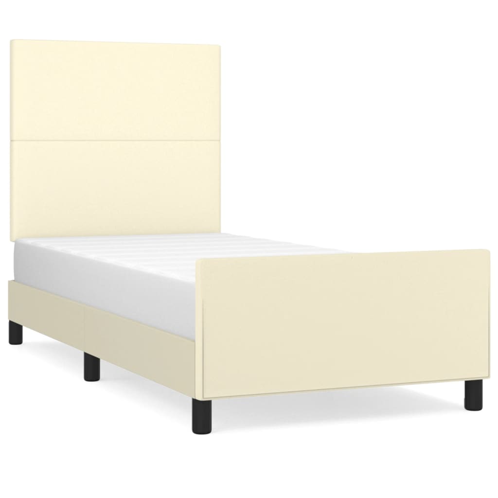 Okvir za krevet s uzglavljem krem 100x200 cm od umjetne kože