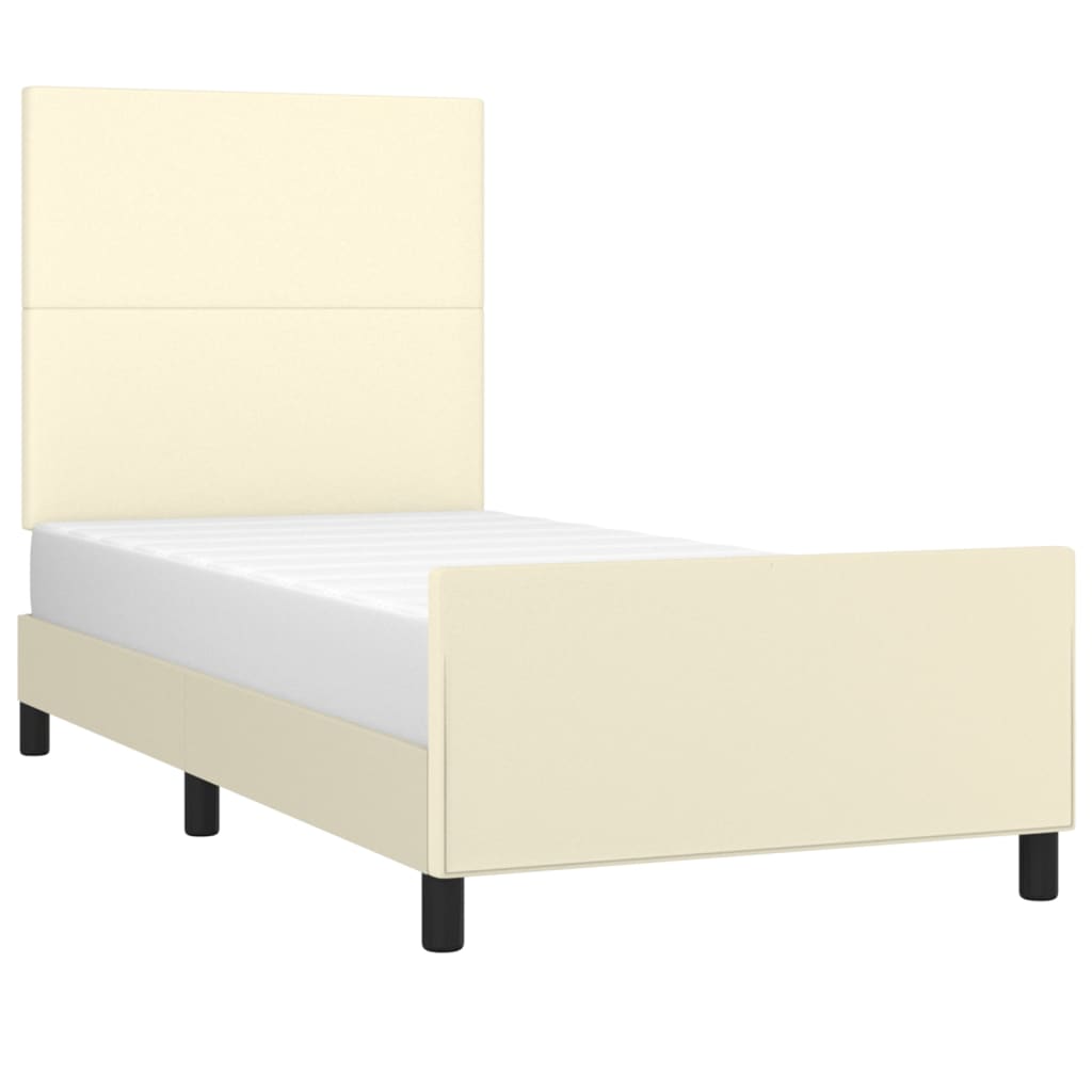 Okvir za krevet s uzglavljem krem 100x200 cm od umjetne kože