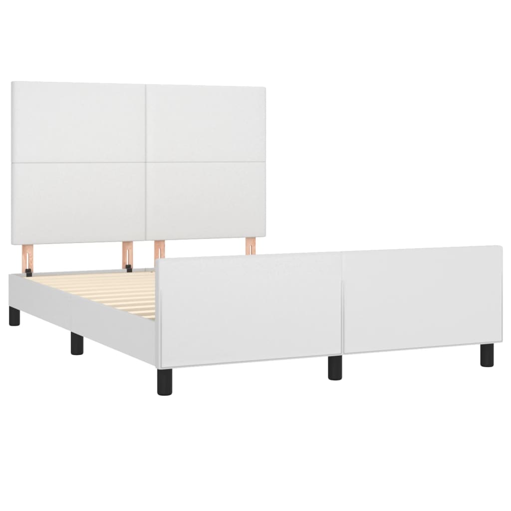 Okvir za krevet s uzglavljem bijeli 140x190 cm od umjetne kože