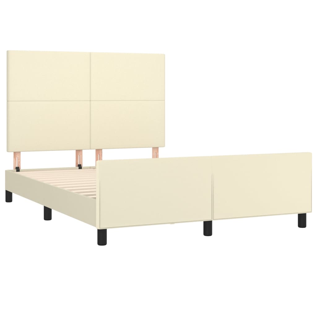 Okvir za krevet s uzglavljem krem 140x190 cm od umjetne kože