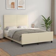 Okvir za krevet s uzglavljem krem 140x190 cm od umjetne kože