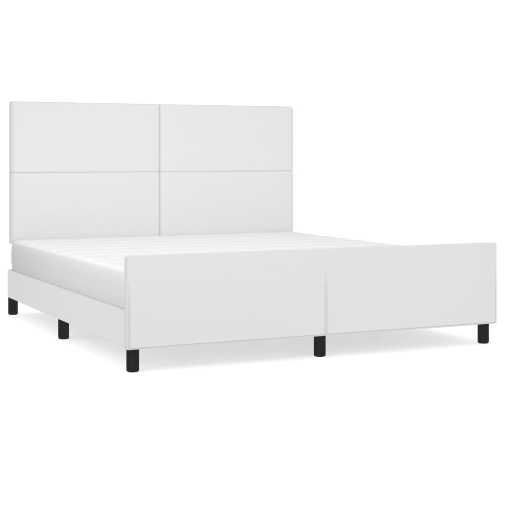 Okvir za krevet s uzglavljem bijeli 160x200 cm od umjetne kože