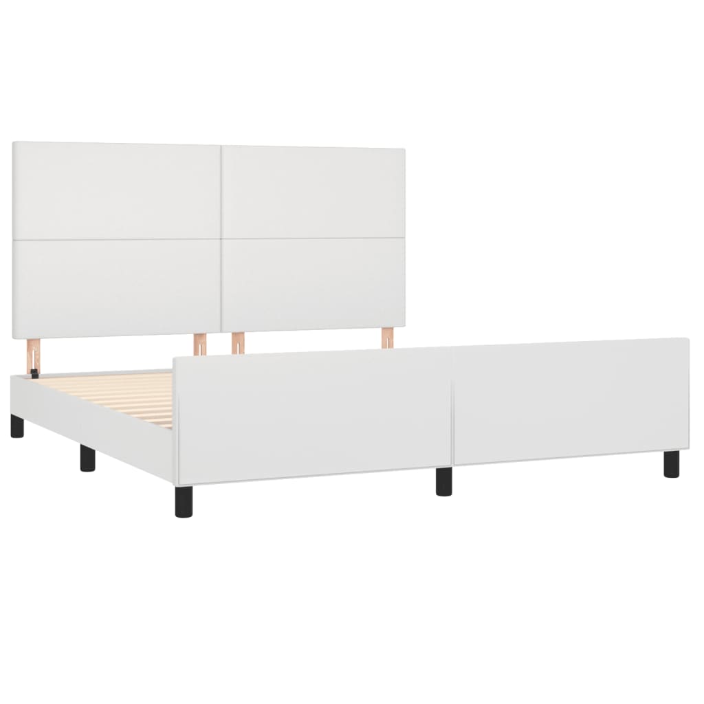 Okvir za krevet s uzglavljem bijeli 160x200 cm od umjetne kože