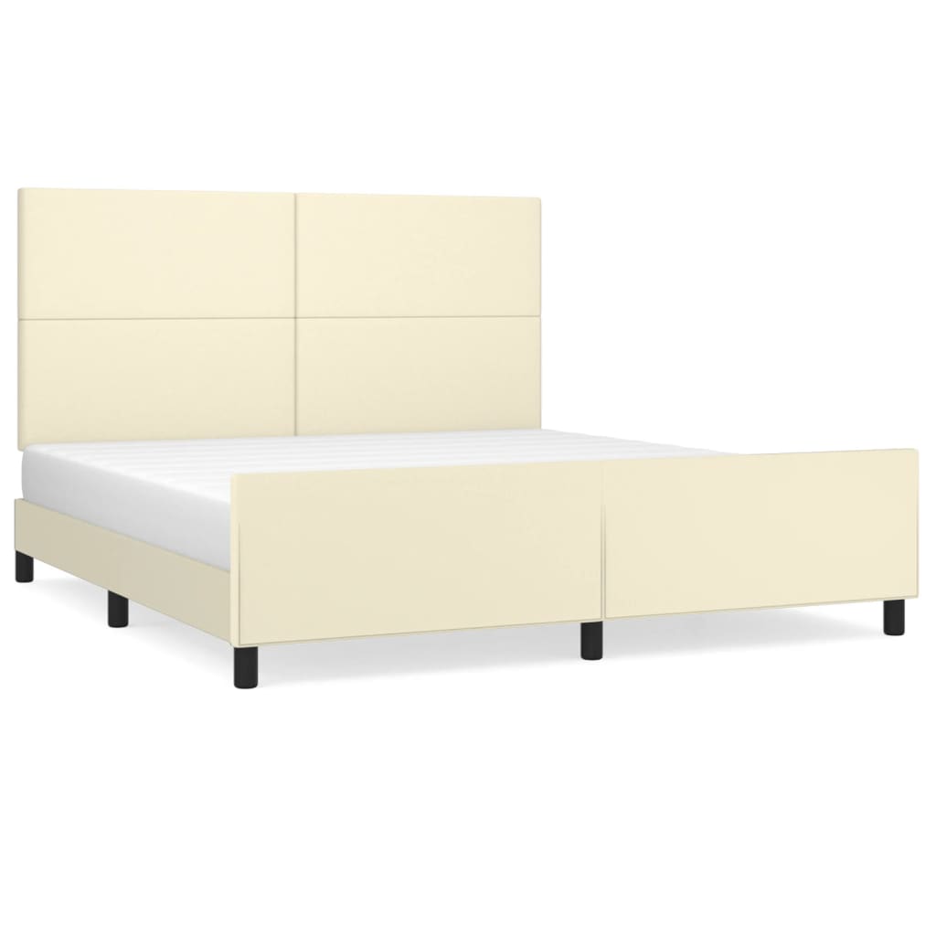 Okvir za krevet s uzglavljem krem 160x200 cm od umjetne kože