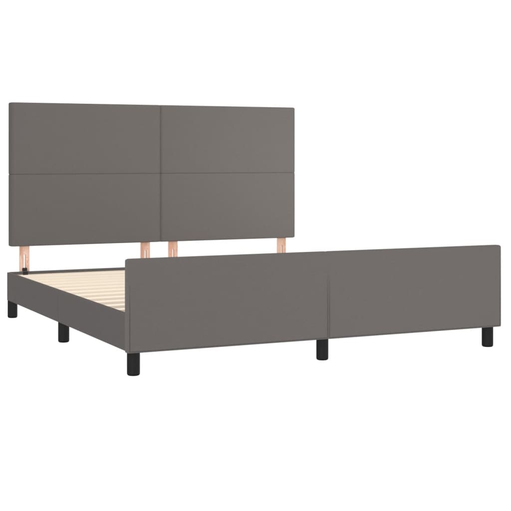 Okvir za krevet s uzglavljem sivi 160x200 cm od umjetne kože