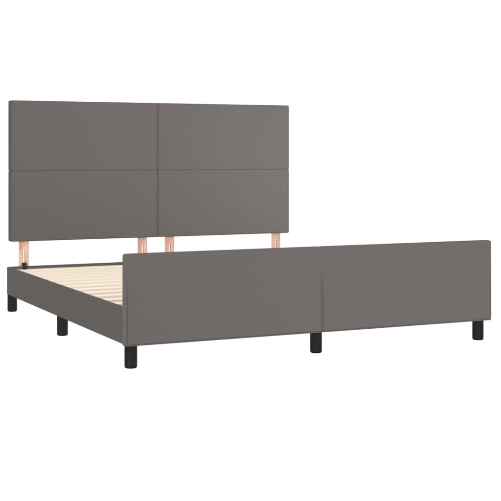 Okvir za krevet s uzglavljem sivi 180x200 cm od umjetne kože